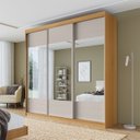 Ver imagem 1 de Guarda-roupa Casal 3 Portas de Correr Ripadas com Espelho Samambaia CabeCasa MadeiraOriginals