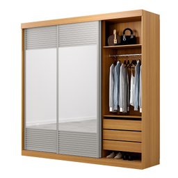 Guarda-roupa Casal 3 Portas de Correr Ripadas com Espelho Samambaia CabeCasa MadeiraMadeira - 10