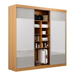Guarda-roupa Casal 3 Portas de Correr Ripadas com Espelho Samambaia CabeCasa MadeiraMadeira - 9