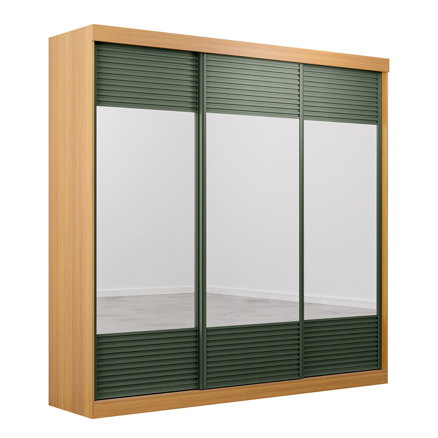 Guarda-roupa Casal 3 Portas de Correr Ripadas com Espelho Samambaia Cabecasa Madeiramadeira - 11