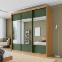 Ver imagem 1 de Guarda-roupa Casal 3 Portas de Correr Ripadas com Espelho Samambaia CabeCasa MadeiraOriginals