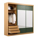 Ver mais imagens de Guarda-Roupa Casal 3 Portas de Correr Ripadas com Espelho Samambaia CabeCasa MadeiraOriginals Marrom/Carvalho/Verde