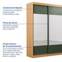 Ver imagem 3 de Guarda-Roupa Casal 3 Portas de Correr Ripadas com Espelho Samambaia CabeCasa MadeiraOriginals Marrom/Carvalho/Verde