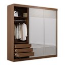 Ver mais imagens de Guarda-Roupa Casal 3 Portas de Correr Ripadas com Espelho Samambaia CabeCasa MadeiraOriginals Marrom/Freijó/Off White