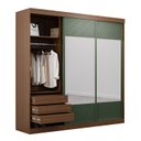 Ver mais imagens de Guarda-Roupa Casal 3 Portas de Correr Ripadas com Espelho Samambaia CabeCasa MadeiraOriginals Marrom/Freijó/Verde