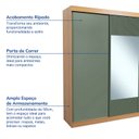 Ver imagem 3 de Guarda-Roupa Casal 3 Portas de Correr 1 Porta com Espelho Samambaia CabeCasa MadeiraOriginals Marrom/Carvalho/Verde