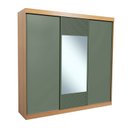 Ver mais imagens de Guarda-Roupa Casal 3 Portas de Correr 1 Porta com Espelho Samambaia CabeCasa MadeiraOriginals Marrom/Carvalho/Verde