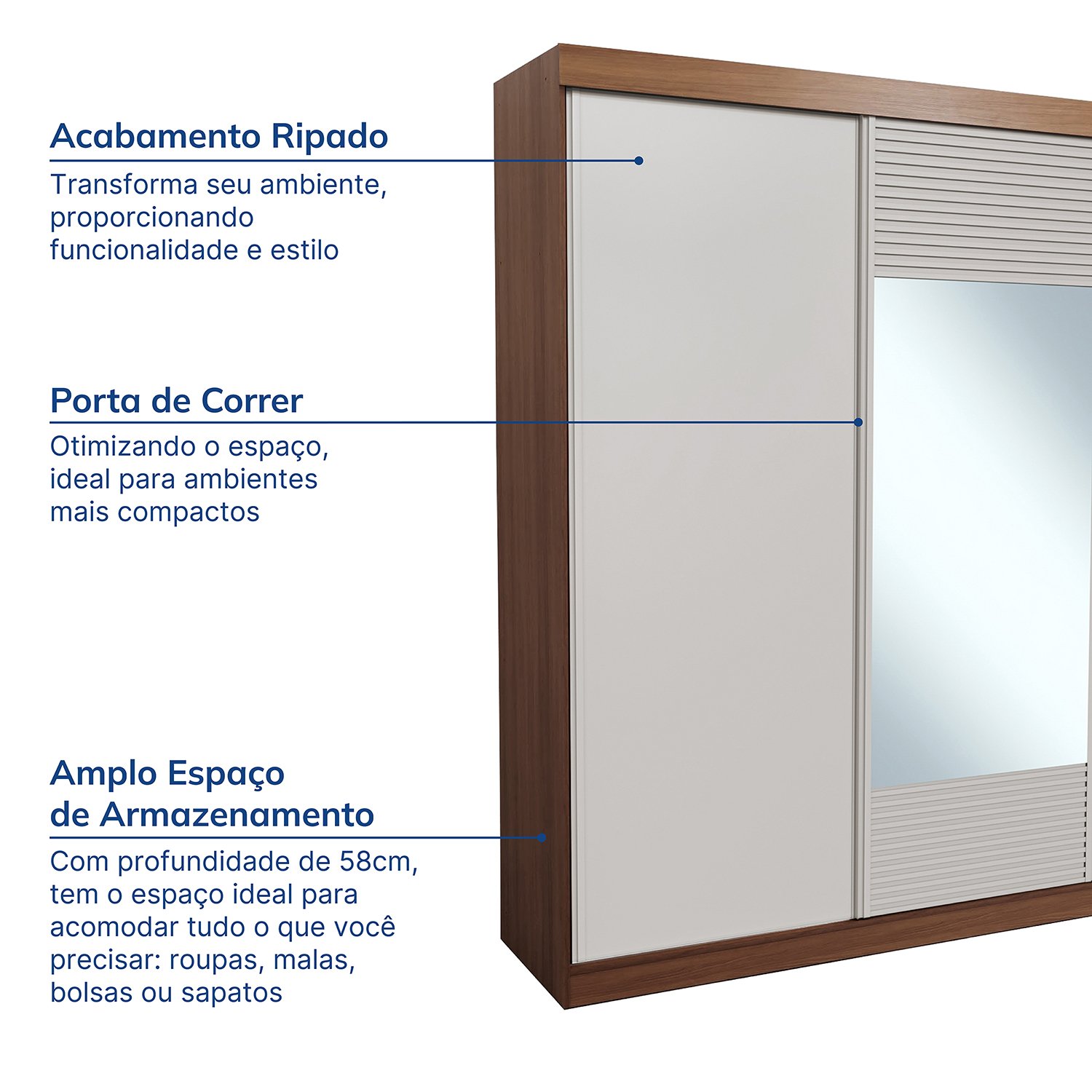 Guarda-roupa Casal 3 Portas de Correr 1 Porta com Espelho Samambaia Cabecasa Madeiramadeira - 3