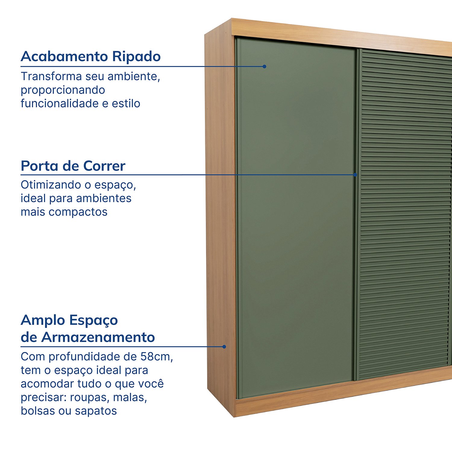 Guarda-roupa Casal 3 Portas de Correr Samambaia Cabecasa Madeiramadeira - 3