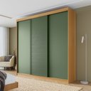 Ver imagem 1 de Guarda-Roupa Casal 3 Portas de Correr Samambaia CabeCasa MadeiraOriginals Marrom/Carvalho/Verde
