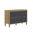 Ver imagem 1 de Balcão para Cozinha Paola com Tampo 3 Portas 2 Gavetas Carvalho Grafite - Aramóveis