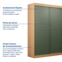 Ver imagem 3 de Guarda-Roupa 2 Portas Ripadas Samambaia CabeCasa MadeiraOriginals Marrom/Carvalho/Verde