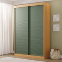 Ver imagem 1 de Guarda-Roupa 2 Portas Ripadas Samambaia CabeCasa MadeiraOriginals Marrom/Carvalho/Verde