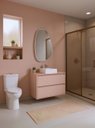 Ver imagem 1 de Gabinete para Banheiro com Cuba e Espelheira Organica 80cm Mdf Rosa Dubai - On Móveis