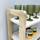 Ver mais imagens de Aparador Linea Slim Moderno 4 Prateleiras Madeira Pinus 54cm Branco e Natural Artfactory Design