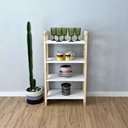 Ver imagem 2 de Aparador Linea Slim Moderno 4 Prateleiras Madeira Pinus 54cm Branco e Natural Artfactory Design