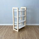 Ver imagem 4 de Aparador Linea Slim Moderno 4 Prateleiras Madeira Pinus 54cm Branco e Natural Artfactory Design