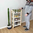 Ver imagem 7 de Aparador Linea Slim Moderno 4 Prateleiras Madeira Pinus 54cm Branco e Natural Artfactory Design