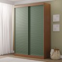 Ver imagem 1 de Guarda-Roupa 2 Portas Ripadas Samambaia CabeCasa MadeiraOriginals Marrom/Freijó/Verde