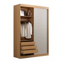 Ver mais imagens de Guarda-Roupa Solteiro 2 Portas 1 Porta Ripada Samambaia CabeCasa MadeiraOriginals Marrom/Carvalho/Off White