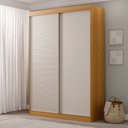 Ver imagem 1 de Guarda-Roupa Solteiro 2 Portas 1 Porta Ripada Samambaia CabeCasa MadeiraOriginals Marrom/Carvalho/Off White