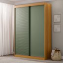 Ver imagem 1 de Guarda-Roupa Solteiro 2 Portas 1 Porta Ripada Samambaia CabeCasa MadeiraOriginals Marrom/Carvalho/Verde