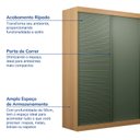 Ver imagem 3 de Guarda-Roupa Solteiro 2 Portas 1 Porta Ripada Samambaia CabeCasa MadeiraOriginals Marrom/Carvalho/Verde