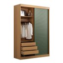 Ver mais imagens de Guarda-Roupa Solteiro 2 Portas 1 Porta Ripada Samambaia CabeCasa MadeiraOriginals Marrom/Carvalho/Verde