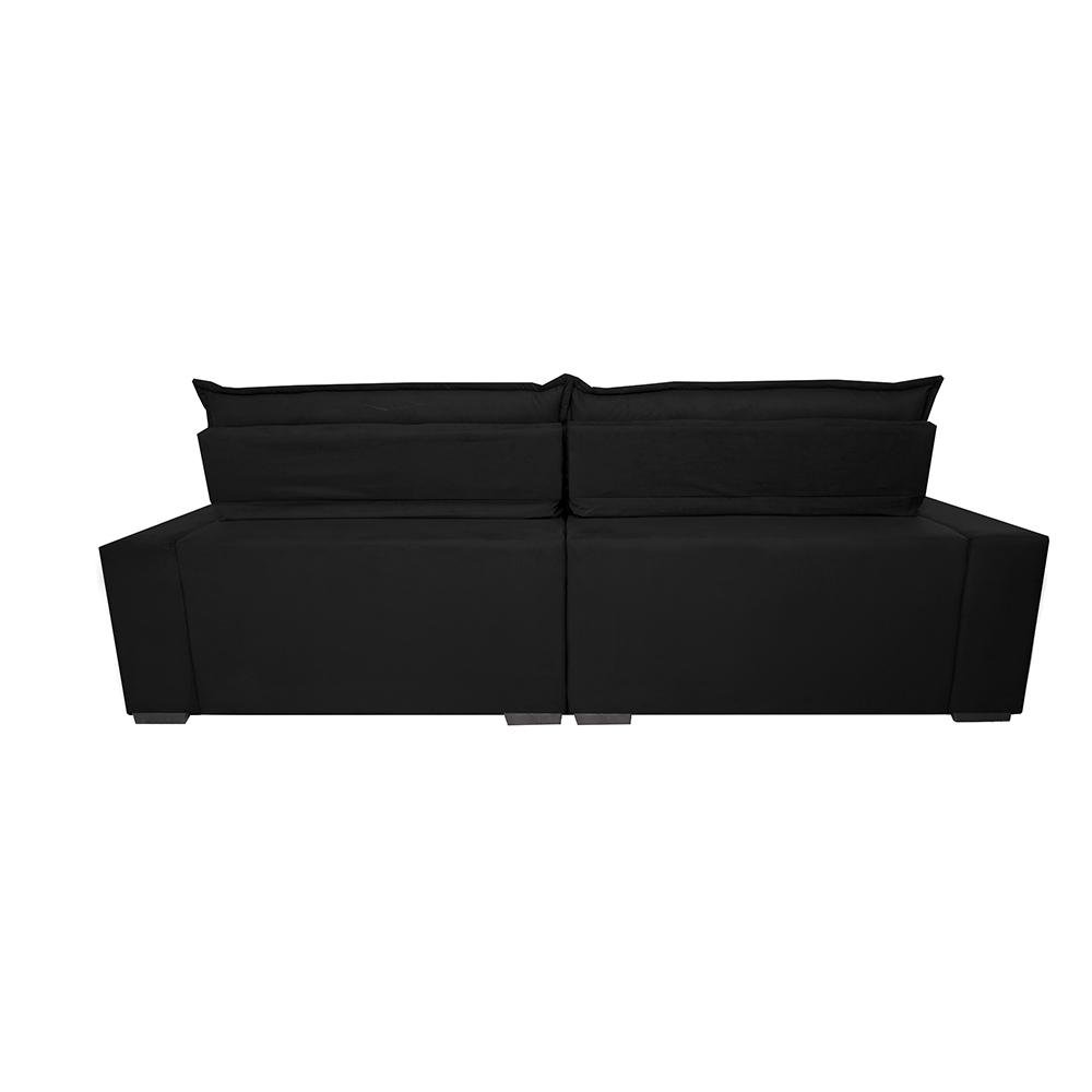 Sofá Retrátil e Reclinável 3.15m Molas Ensacadas Cama inBox Spazus com Bordado 3D Velusoft Preto - 6