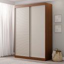 Ver imagem 1 de Guarda-Roupa Solteiro 2 Portas 1 Porta Ripada Samambaia CabeCasa MadeiraOriginals Marrom/Freijó/Off White