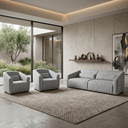 Ver imagem 1 de Kit Conjunto Sofá Living Ísis e Duas Poltronas Tecido Impermeável Pet Friendly Cinza 1,90m