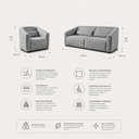 Ver mais imagens de Kit Conjunto Sofá Living Ísis e Duas Poltronas Tecido Impermeável Pet Friendly Cinza 1,90m