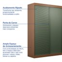 Ver imagem 3 de Guarda-Roupa Solteiro 2 Portas 1 Porta Ripada Samambaia CabeCasa MadeiraOriginals Marrom/Freijó/Verde