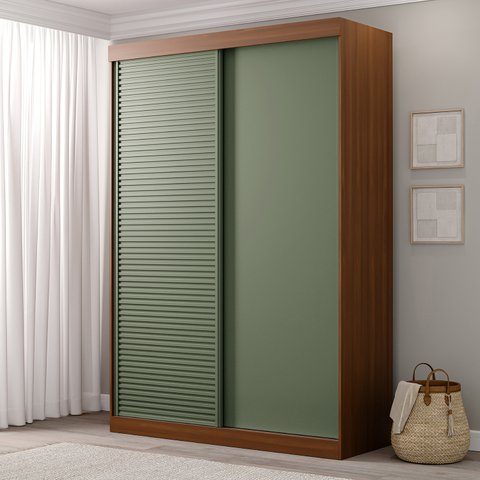 Guarda-Roupa Solteiro 2 Portas 1 Porta Ripada Samambaia CabeCasa MadeiraOriginals