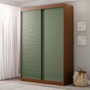 Ver imagem 1 de Guarda-Roupa Solteiro 2 Portas 1 Porta Ripada Samambaia CabeCasa MadeiraOriginals Marrom/Freijó/Verde