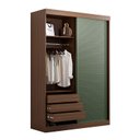 Ver mais imagens de Guarda-Roupa Solteiro 2 Portas 1 Porta Ripada Samambaia CabeCasa MadeiraOriginals Marrom/Freijó/Verde