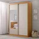 Ver imagem 1 de Guarda-Roupa Solteiro 2 Portas 1 Porta com Espelho Samambaia CabeCasa MadeiraOriginals Marrom/Carvalho/Off White