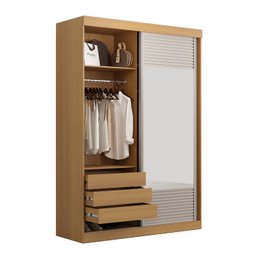 Guarda-Roupa Solteiro 2 Portas 1 Porta com Espelho Samambaia CabeCasa MadeiraMadeira - 8