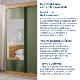 Guarda-Roupa Solteiro 2 Portas 1 Porta com Espelho Samambaia CabeCasa MadeiraMadeira - 7