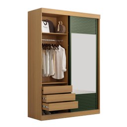 Guarda-Roupa Solteiro 2 Portas 1 Porta com Espelho Samambaia CabeCasa MadeiraMadeira - 8