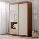 Ver imagem 1 de Guarda-Roupa Solteiro 2 Portas 1 Porta com Espelho Samambaia CabeCasa MadeiraOriginals Marrom/Freijó/Off White