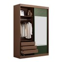 Ver mais imagens de Guarda-Roupa Solteiro 2 Portas 1 Porta com Espelho Samambaia CabeCasa MadeiraOriginals Marrom/Freijó/Verde
