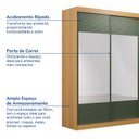 Ver imagem 3 de Guarda-Roupa Solteiro 2 Portas com Espelho Samambaia CabeCasa MadeiraOriginals Marrom/Carvalho/Verde