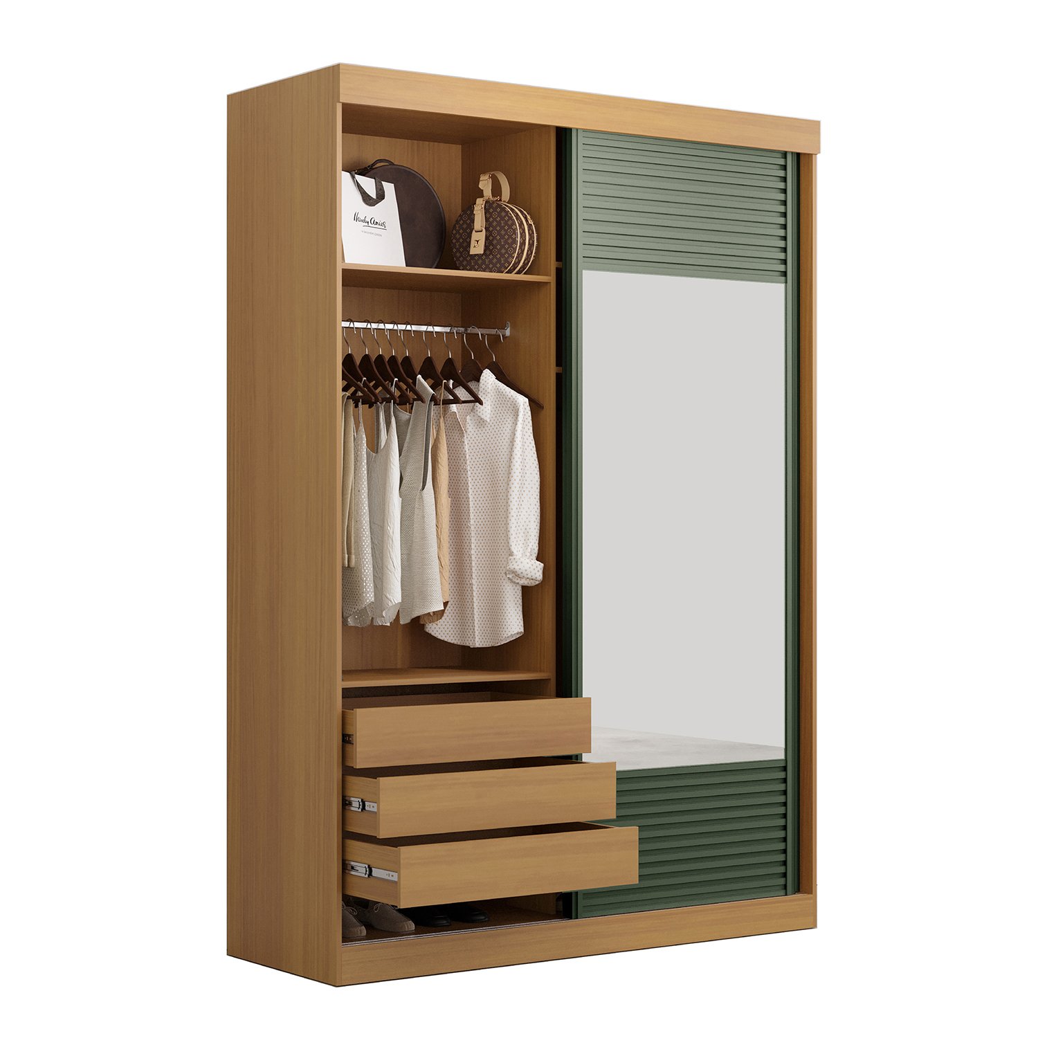 Guarda-Roupa Solteiro 2 Portas com Espelho Samambaia CabeCasa MadeiraMadeira - 8