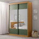 Ver imagem 1 de Guarda-Roupa Solteiro 2 Portas com Espelho Samambaia CabeCasa MadeiraOriginals Marrom/Carvalho/Verde