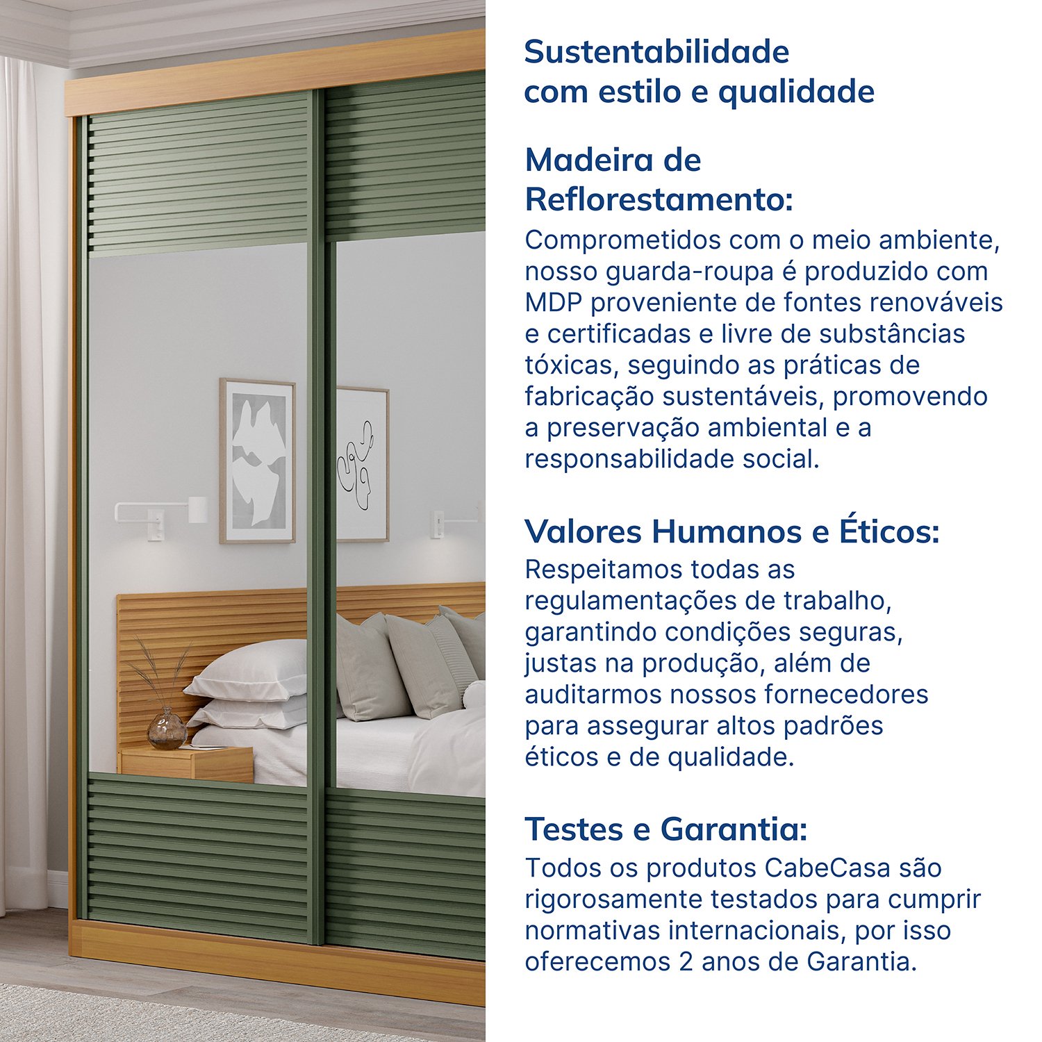 Guarda-Roupa Solteiro 2 Portas com Espelho Samambaia CabeCasa MadeiraMadeira - 7