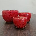 Ver imagem 5 de Cachepô Vaso Decorativo Planta Cerâmica Vermelho 3 Peças