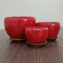 Ver imagem 7 de Cachepô Vaso Decorativo Planta Cerâmica Vermelho 3 Peças