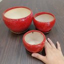 Ver imagem 6 de Cachepô Vaso Decorativo Planta Cerâmica Vermelho 3 Peças