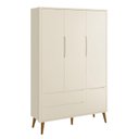 Ver imagem 1 de Guarda Roupa Infantil 3 Portas Theo Retrô Areia Fosco com Pés Amadeirado - Reller Móveis